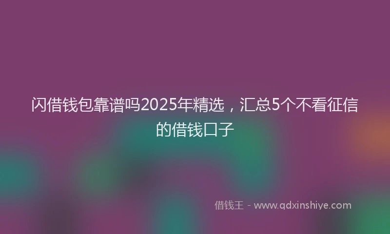 闪借钱包靠谱吗2025年精选，汇总5个不看征信的借钱口子