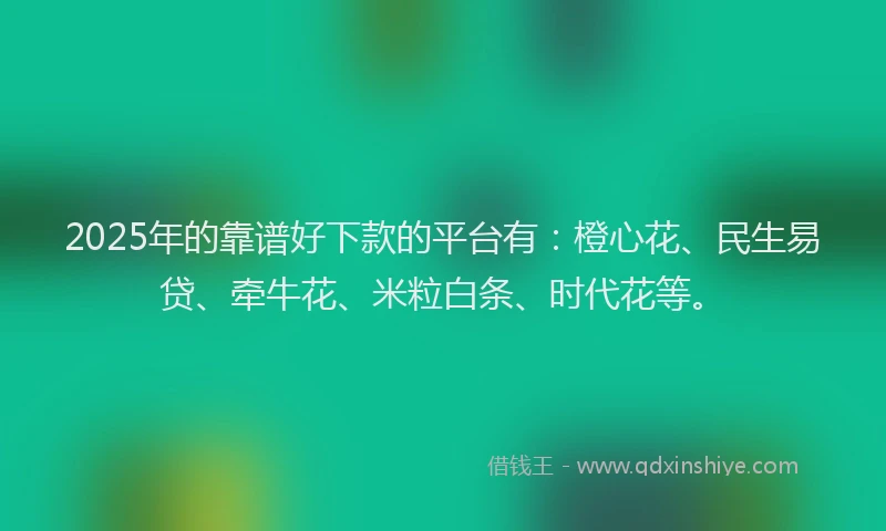 2025年的靠谱好下款的平台有：橙心花、民生易贷、牵牛花、米粒白条、时代花等。