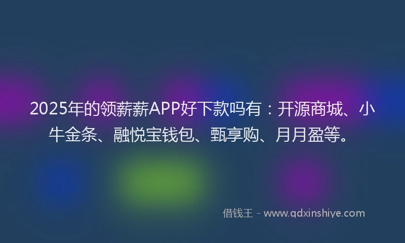 2025年的领薪薪APP好下款吗有：开源商城、小牛金条、融悦宝钱包、甄享购、月月盈等。
