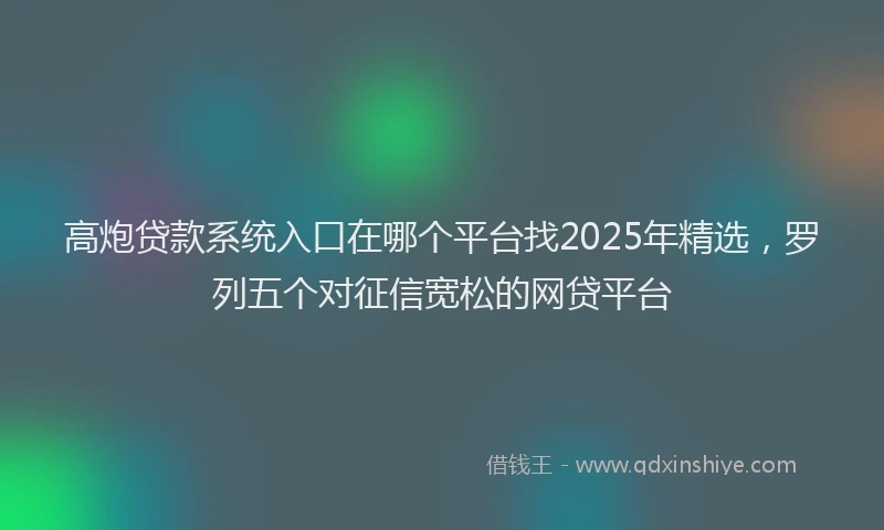 高炮贷款系统入口在哪个平台找2025年精选，罗列五个对征信宽松的网贷平台