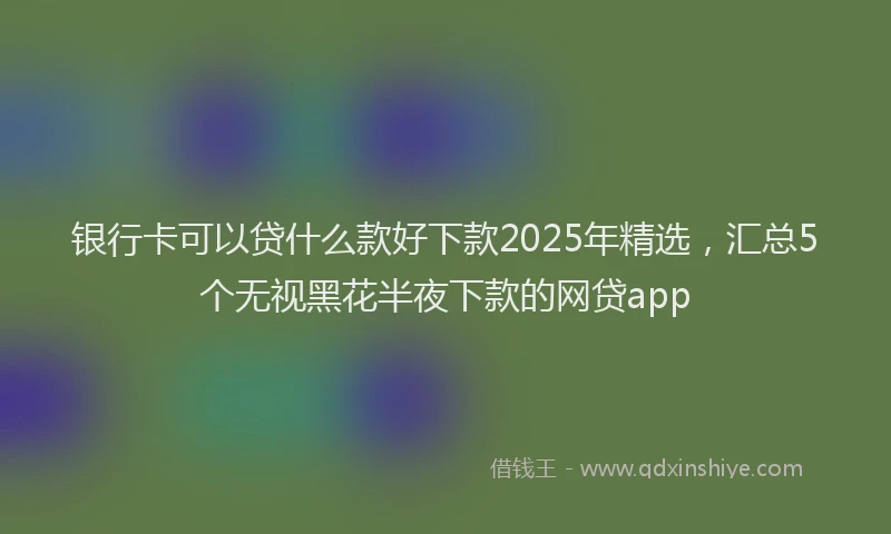 银行卡可以贷什么款好下款2025年精选，汇总5个无视黑花半夜下款的网贷app
