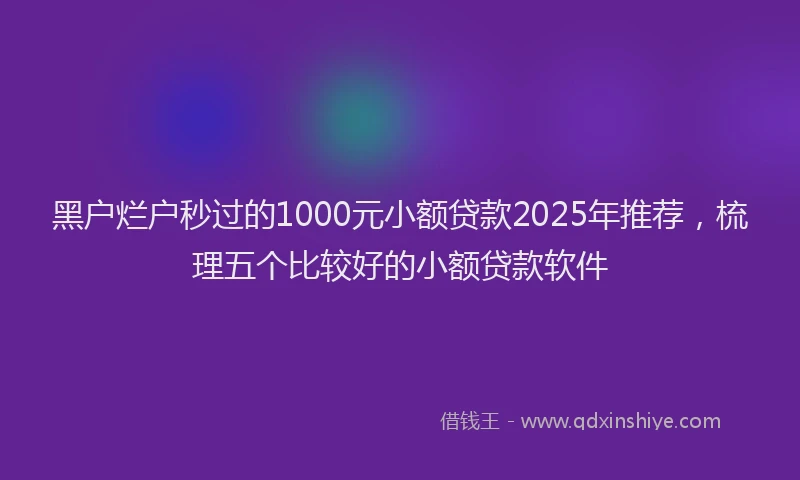 黑户烂户秒过的1000元小额贷款2025年推荐，梳理五个比较好的小额贷款软件