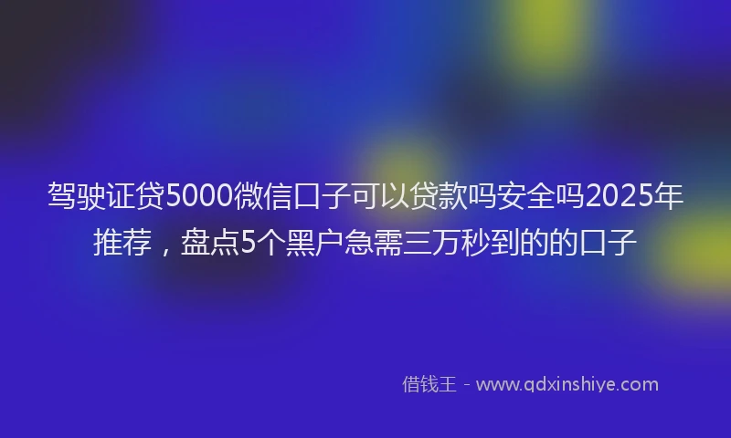 驾驶证贷5000微信口子可以贷款吗安全吗2025年推荐，盘点5个黑户急需三万秒到的的口子