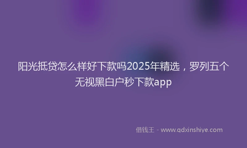 阳光抵贷怎么样好下款吗2025年精选，罗列五个无视黑白户秒下款app