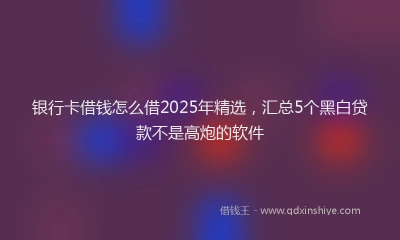 银行卡借钱怎么借2025年精选，汇总5个黑白贷款不是高炮的软件