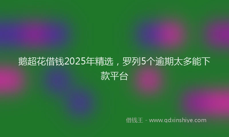 鹅超花借钱2025年精选，罗列5个逾期太多能下款平台