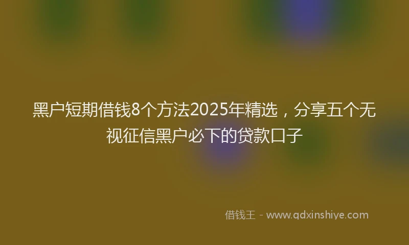 黑户短期借钱8个方法2025年精选，分享五个无视征信黑户必下的贷款口子