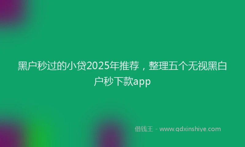黑户秒过的小贷2025年推荐，整理五个无视黑白户秒下款app
