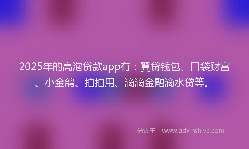 2025年的高泡贷款app有：翼贷钱包、口袋财富、小金鸽、拍拍用、滴滴金融滴水贷等。