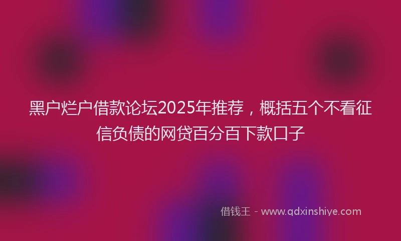 黑户烂户借款论坛2025年推荐，概括五个不看征信负债的网贷百分百下款口子