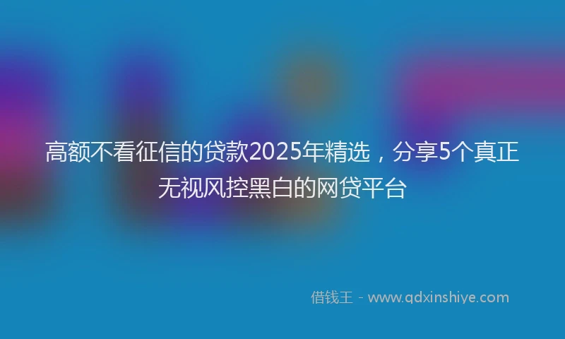 高额不看征信的贷款2025年精选，分享5个真正无视风控黑白的网贷平台
