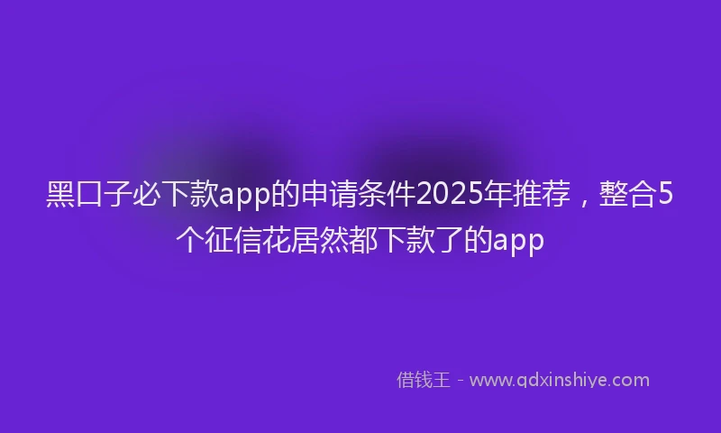 黑口子必下款app的申请条件2025年推荐，整合5个征信花居然都下款了的app