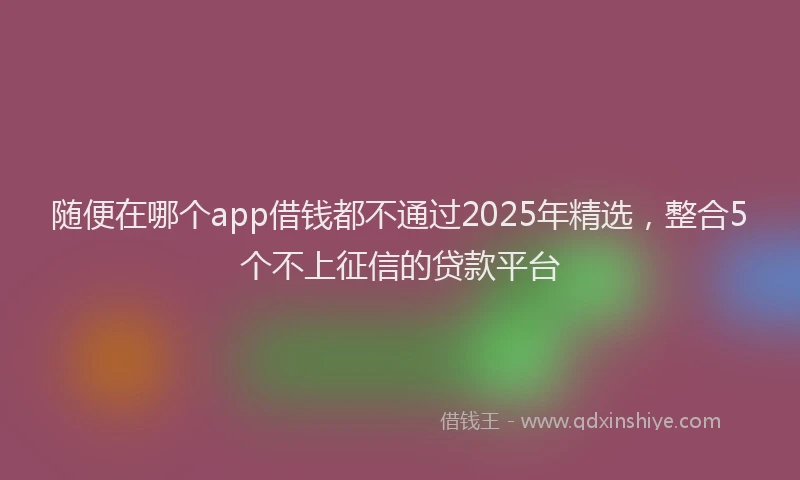 随便在哪个app借钱都不通过2025年精选，整合5个不上征信的贷款平台