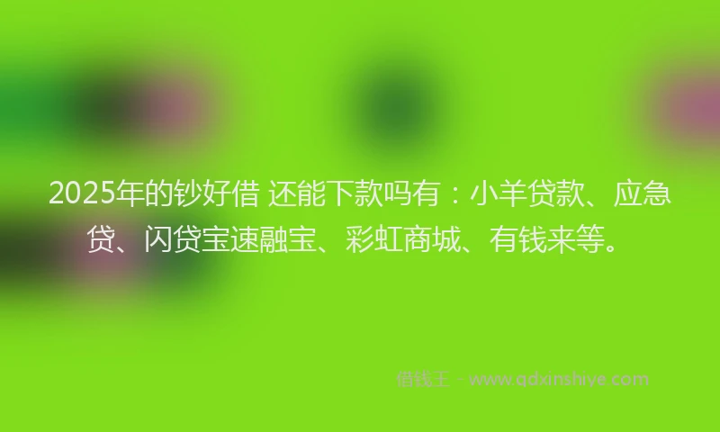 2025年的钞好借 还能下款吗有：小羊贷款、应急贷、闪贷宝速融宝、彩虹商城、有钱来等。