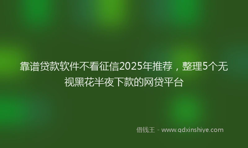 靠谱贷款软件不看征信2025年推荐，整理5个无视黑花半夜下款的网贷平台