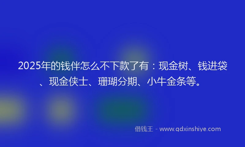 2025年的钱伴怎么不下款了有：现金树、钱进袋、现金侠士、珊瑚分期、小牛金条等。