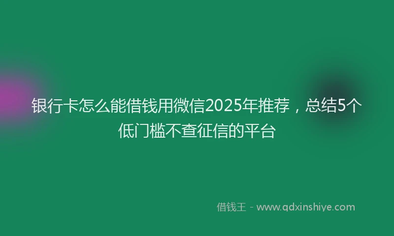 银行卡怎么能借钱用微信2025年推荐，总结5个低门槛不查征信的平台