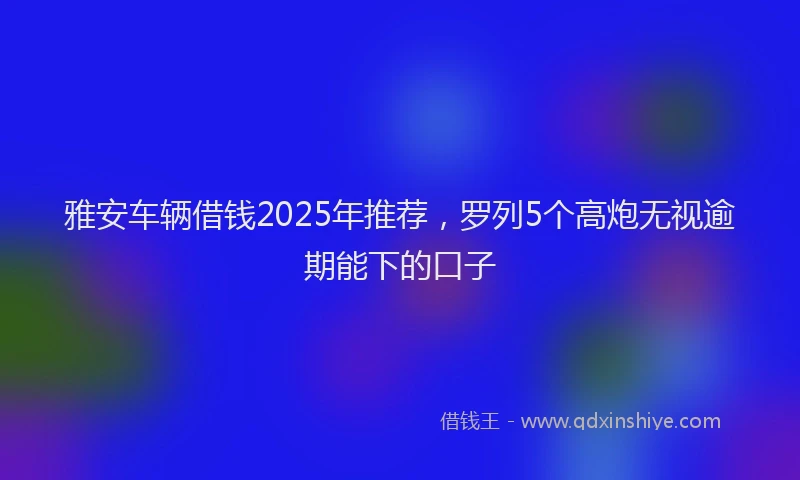雅安车辆借钱2025年推荐，罗列5个高炮无视逾期能下的口子