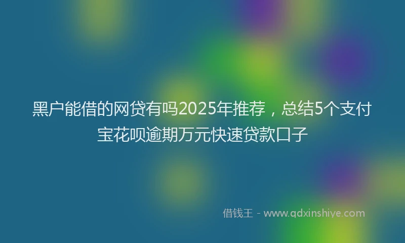 黑户能借的网贷有吗2025年推荐，总结5个支付宝花呗逾期万元快速贷款口子