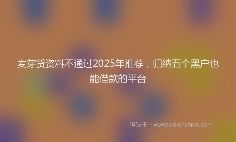 麦芽贷资料不通过2025年推荐，归纳五个黑户也能借款的平台