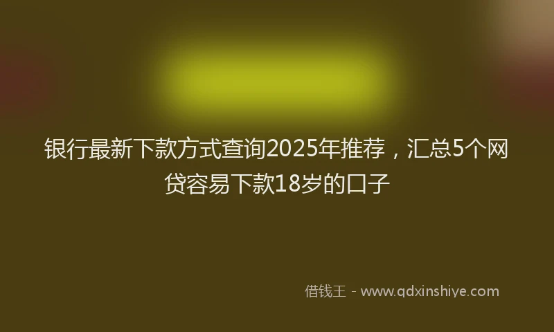 银行最新下款方式查询2025年推荐，汇总5个网贷容易下款18岁的口子