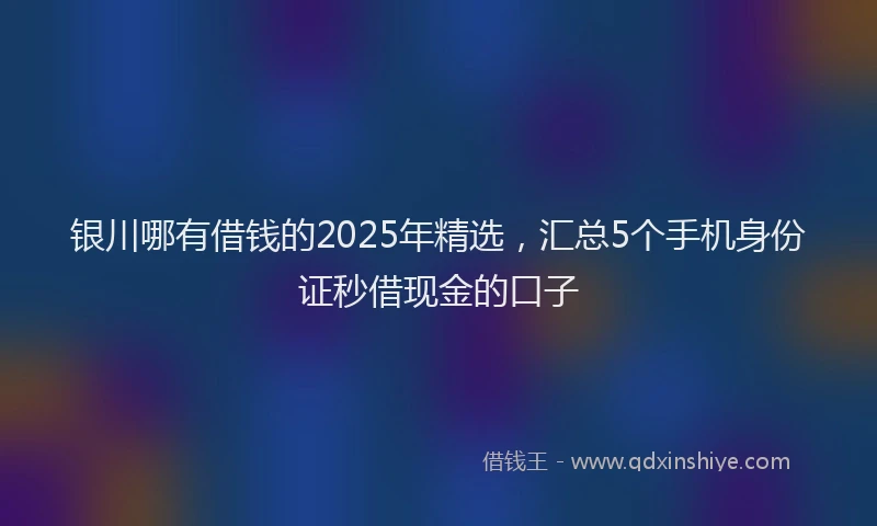 银川哪有借钱的2025年精选，汇总5个手机身份证秒借现金的口子