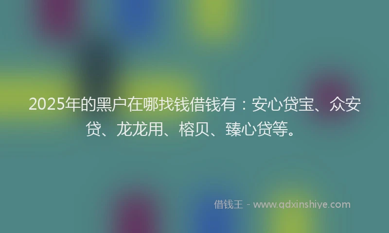 2025年的黑户在哪找钱借钱有：安心贷宝、众安贷、龙龙用、榕贝、臻心贷等。