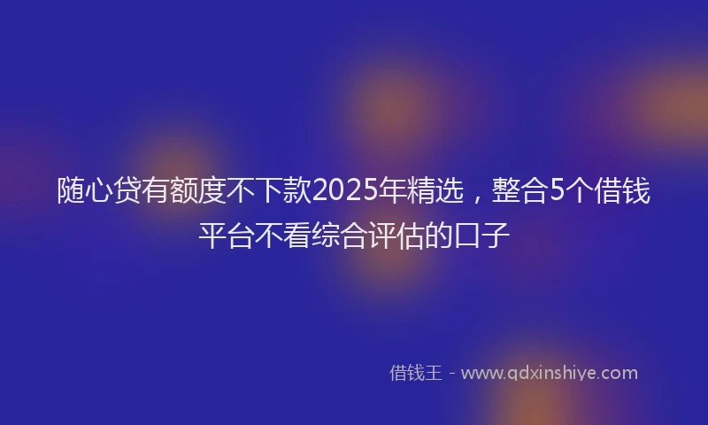 随心贷有额度不下款2025年精选，整合5个借钱平台不看综合评估的口子