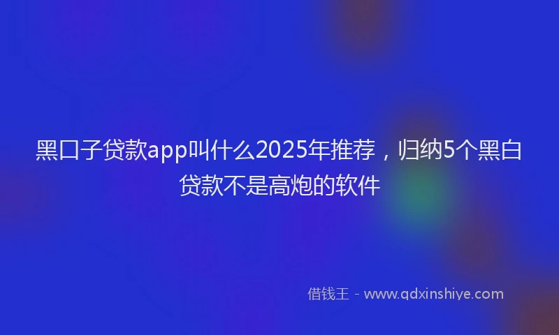 黑口子贷款app叫什么2025年推荐，归纳5个黑白贷款不是高炮的软件
