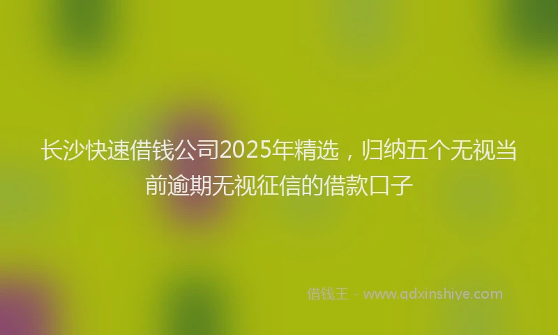 长沙快速借钱公司2025年精选，归纳五个无视当前逾期无视征信的借款口子
