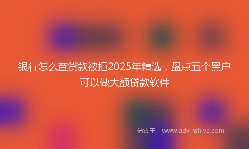 银行怎么查贷款被拒2025年精选，盘点五个黑户可以做大额贷款软件