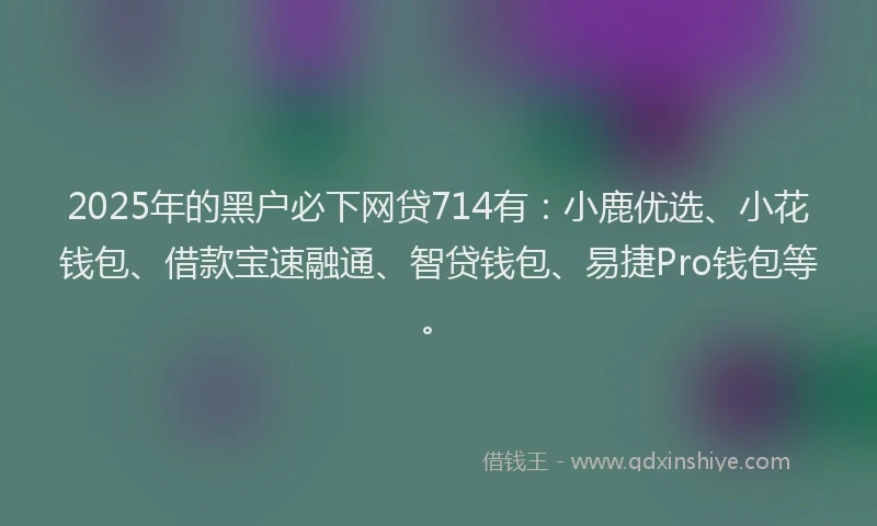 2025年的黑户必下网贷714有：小鹿优选、小花钱包、借款宝速融通、智贷钱包、易捷Pro钱包等。