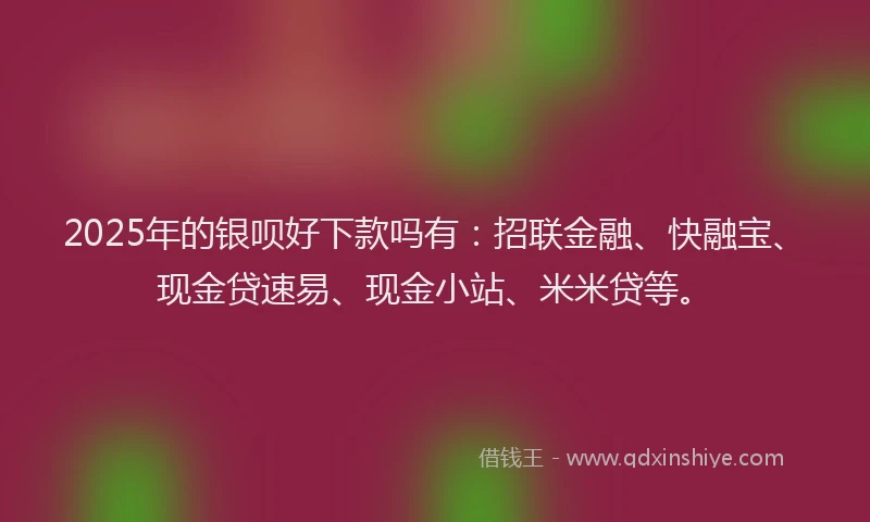 2025年的银呗好下款吗有：招联金融、快融宝、现金贷速易、现金小站、米米贷等。