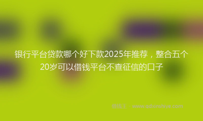 银行平台贷款哪个好下款2025年推荐，整合五个20岁可以借钱平台不查征信的口子