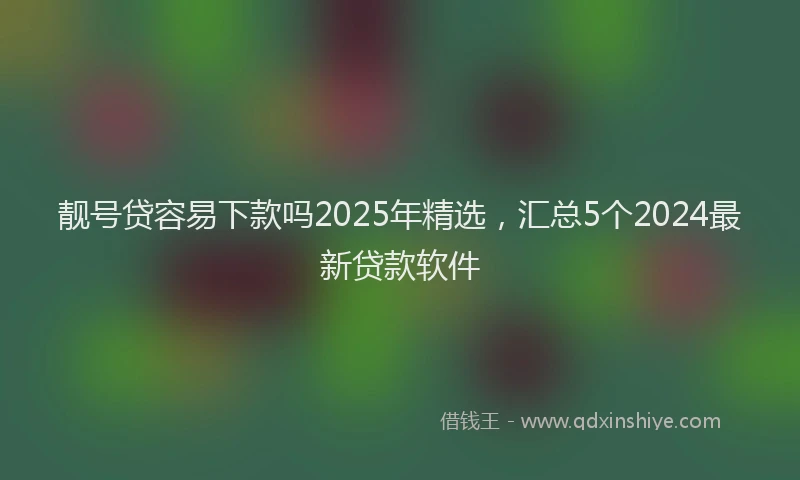 靓号贷容易下款吗2025年精选，汇总5个2024最新贷款软件