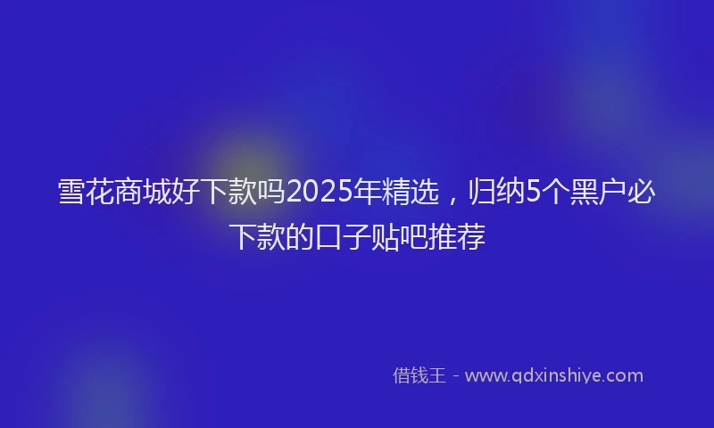 雪花商城好下款吗2025年精选，归纳5个黑户必下款的口子贴吧推荐