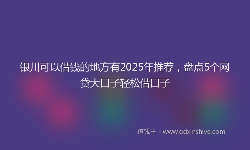 银川可以借钱的地方有2025年推荐，盘点5个网贷大口子轻松借口子