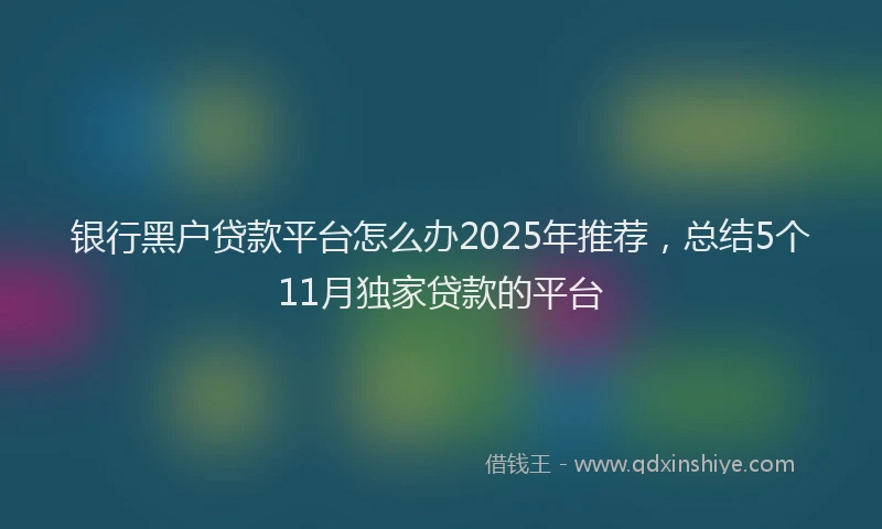 银行黑户贷款平台怎么办2025年推荐，总结5个11月独家贷款的平台