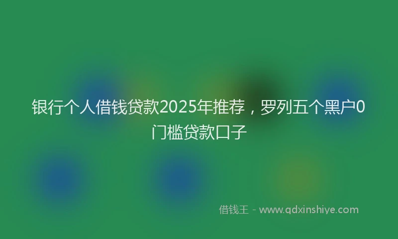银行个人借钱贷款2025年推荐，罗列五个黑户0门槛贷款口子