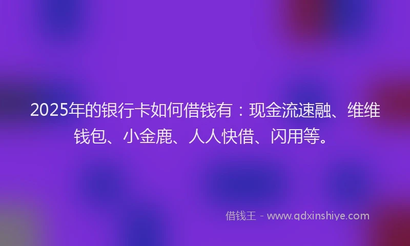 2025年的银行卡如何借钱有：现金流速融、维维钱包、小金鹿、人人快借、闪用等。