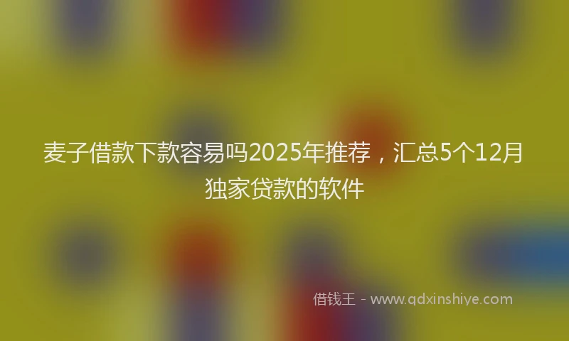 麦子借款下款容易吗2025年推荐，汇总5个12月独家贷款的软件