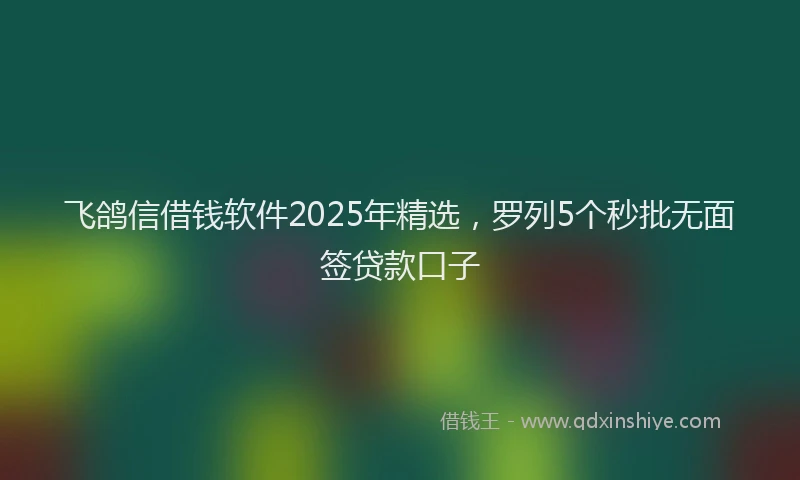 飞鸽信借钱软件2025年精选，罗列5个秒批无面签贷款口子