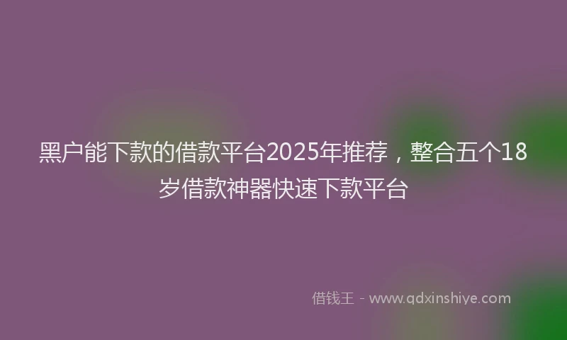 黑户能下款的借款平台2025年推荐，整合五个18岁借款神器快速下款平台