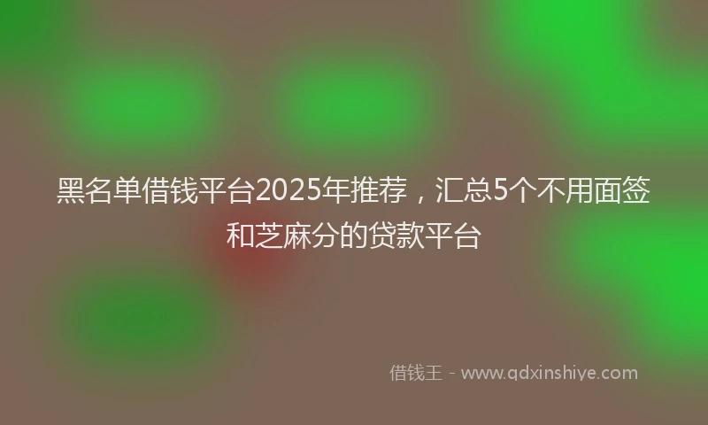 黑名单借钱平台2025年推荐，汇总5个不用面签和芝麻分的贷款平台