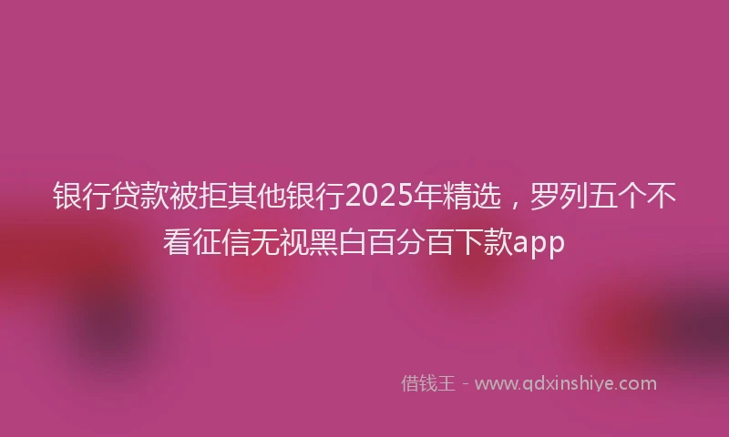 银行贷款被拒其他银行2025年精选，罗列五个不看征信无视黑白百分百下款app