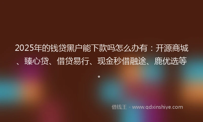 2025年的钱贷黑户能下款吗怎么办有：开源商城、臻心贷、借贷易行、现金秒借融途、鹿优选等。