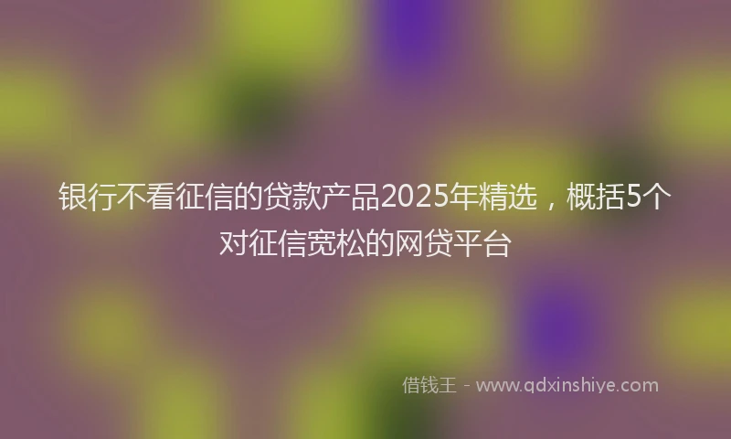 银行不看征信的贷款产品2025年精选，概括5个对征信宽松的网贷平台