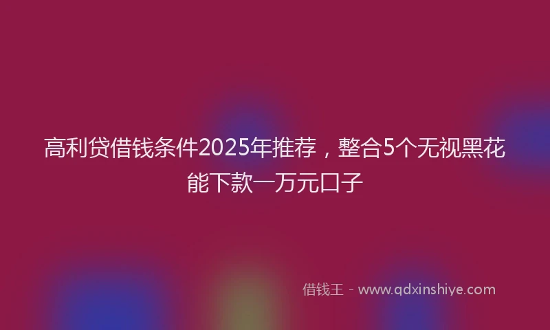 高利贷借钱条件2025年推荐，整合5个无视黑花能下款一万元口子