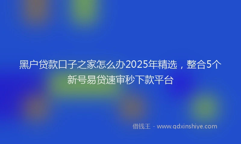 黑户贷款口子之家怎么办2025年精选，整合5个新号易贷速审秒下款平台