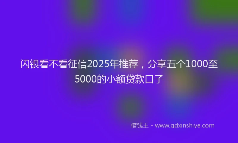 闪银看不看征信2025年推荐，分享五个1000至5000的小额贷款口子